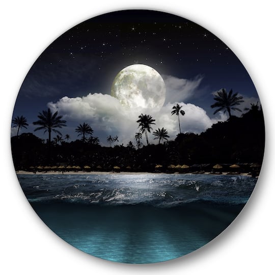 Designart - Fishing Boat Under Tropical Full Moon